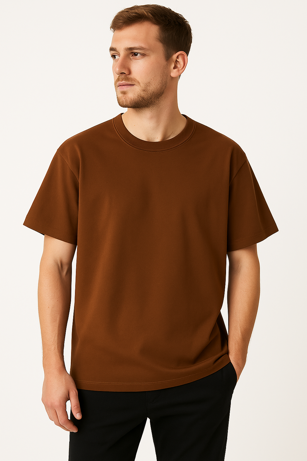 Drop Shoulder T shirt -  Coffee
