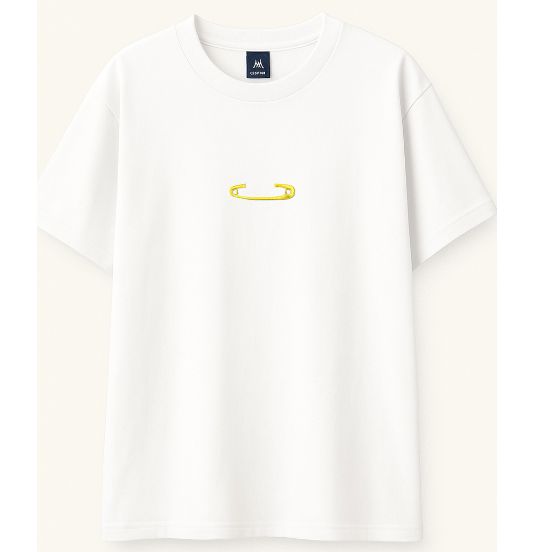 Embroidery  Drop Shoulder  T Shirt - Safety