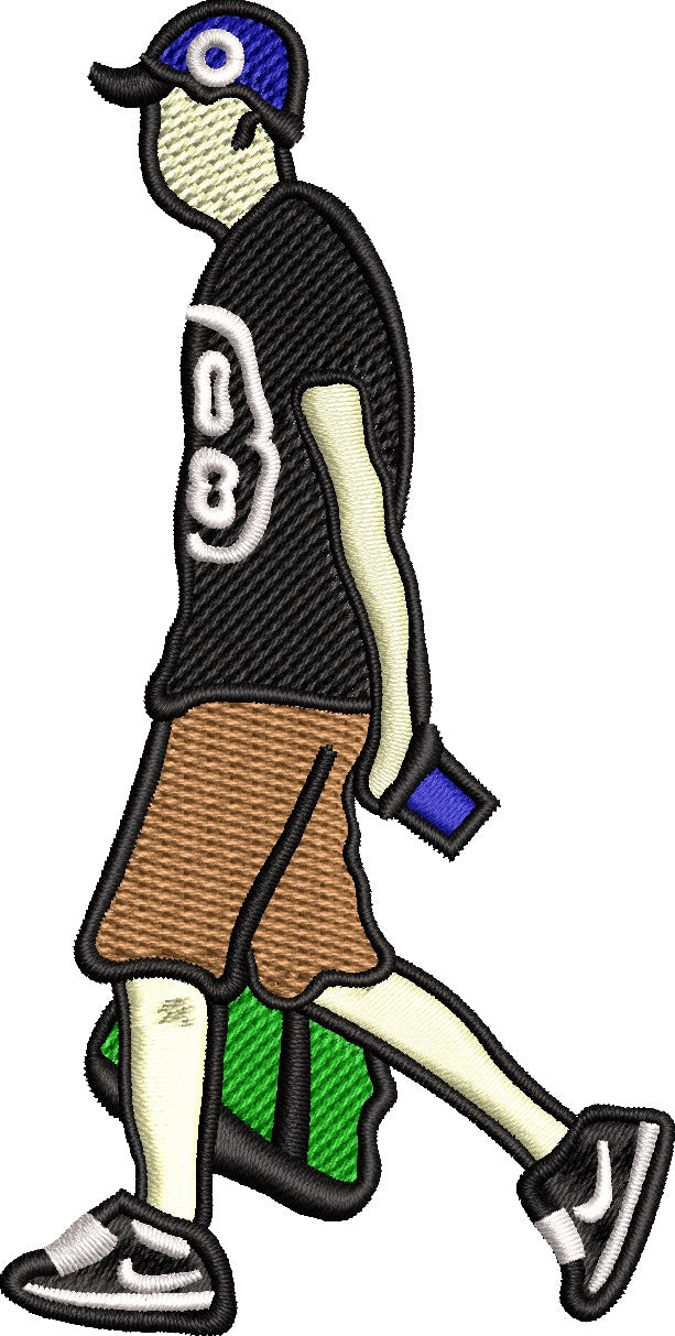 Embroidery  Drop Shoulder  T Shirt - City Boy