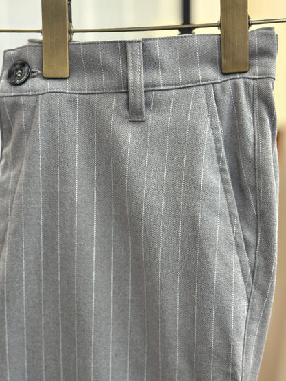 Straight Cut Formal Pants | Grey Pinstripe