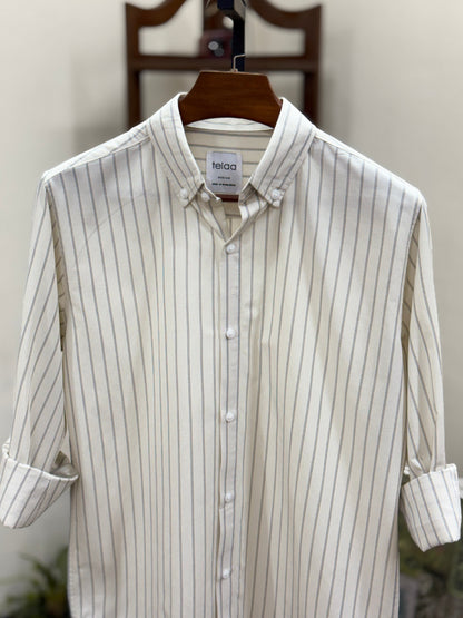 Full Sleeve Shirt | Ivory Stripe