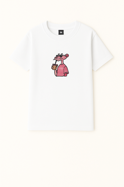 Embroidery  Drop Shoulder  T Shirt - Urban Panther