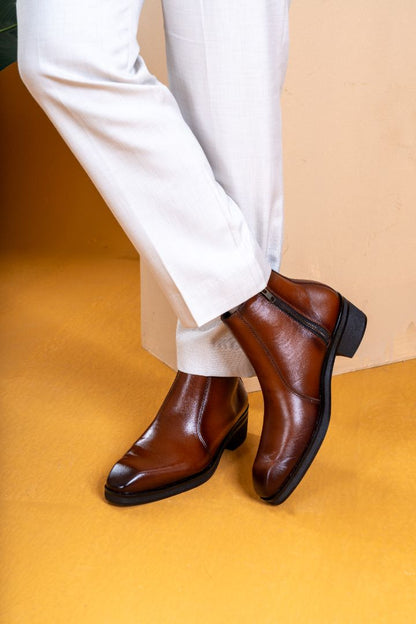 Verona Milano Cuban Heel Chelsea Boot – Amber Brown