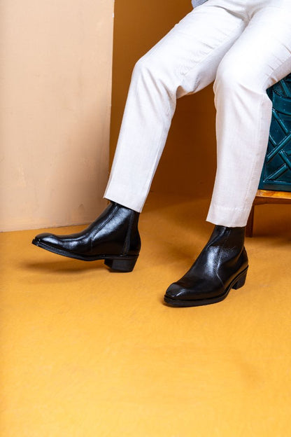 Verona Milano Cuban Heel Chelsea Boot – Black