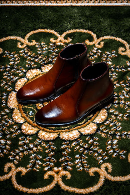 Verona Milano Cuban Heel Chelsea Boot – Amber Brown