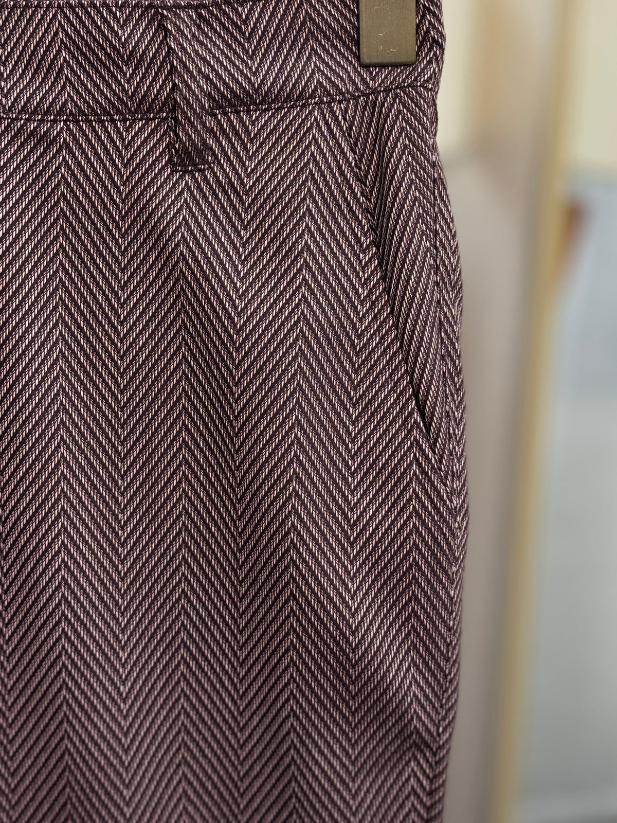Straight Cut Formal Pants | Brown Herringbone