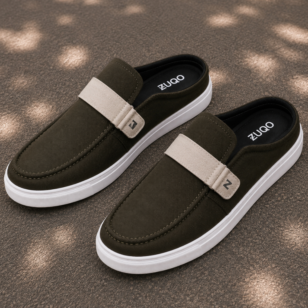 Zuqo Men's Half Shoe - Olive Brown Canvas
