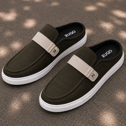 Zuqo Men's Half Shoe - Olive Brown Canvas