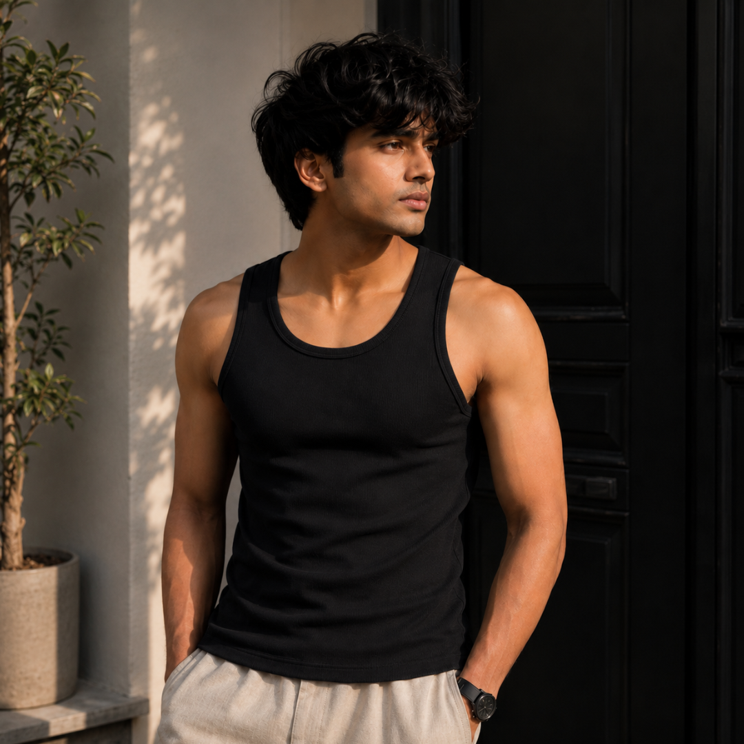 Ribbed Tank Top - Black