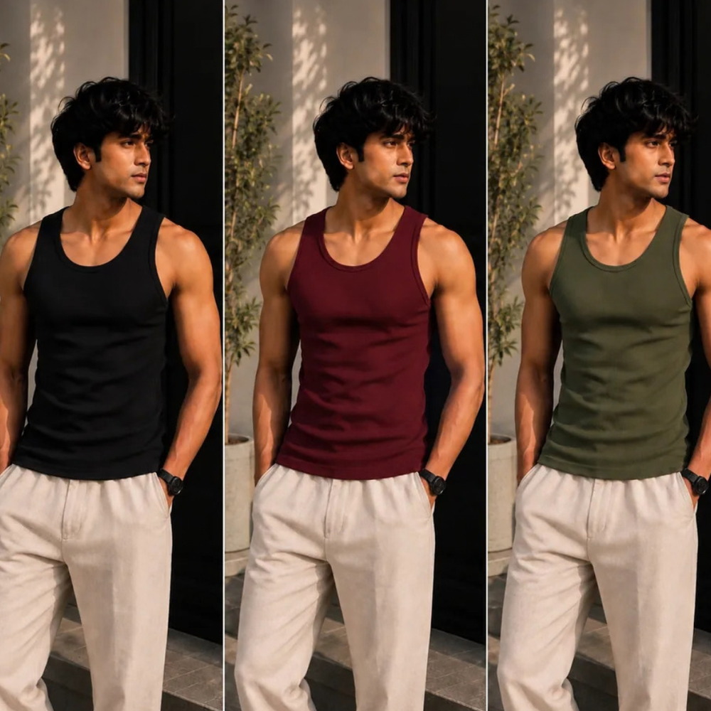 Tank Top 3-Pack | Essential (Black + Maroon + Olive)