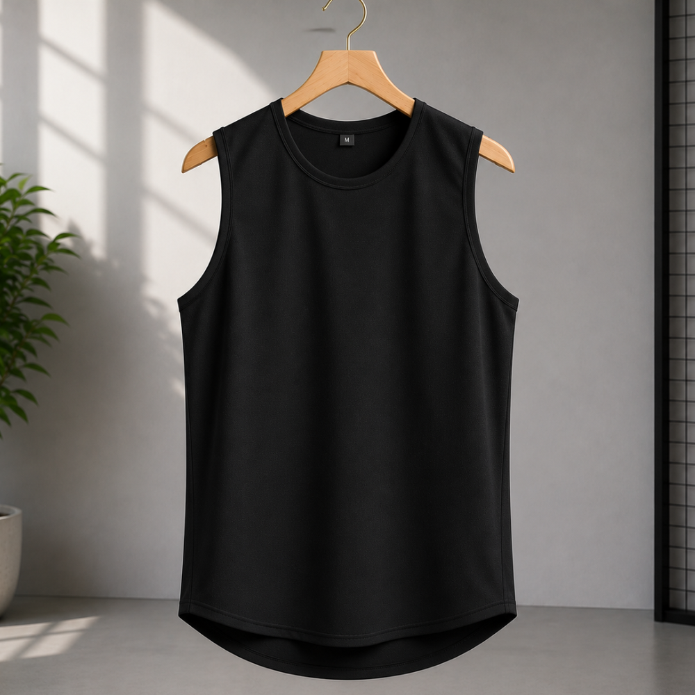 Mesh Fabric Tank Top - Black product image 1