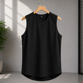 Mesh Fabric Tank Top -  Black