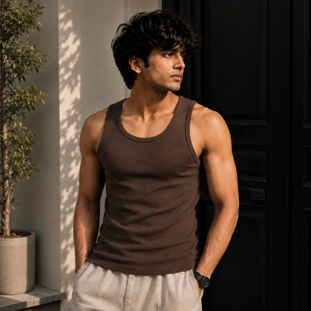 Ribbed Tank Top - Coffee