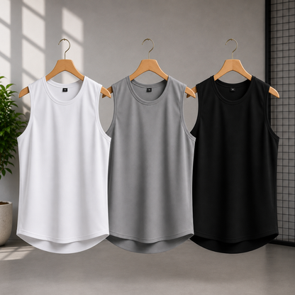 Mesh Fabric Tank Top -  3 Pcs Combo