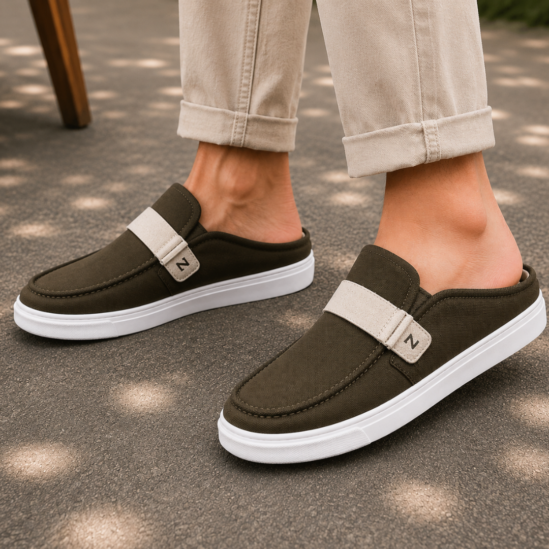 Zuqo Men's Half Shoe - Olive Brown Canvas