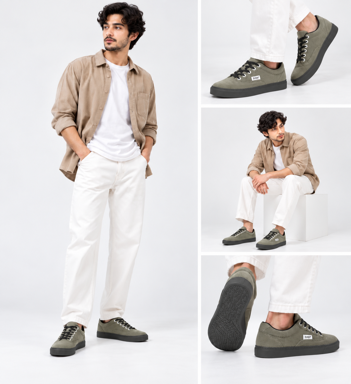 Zuqo Men's Sneaker  : Olive Grey