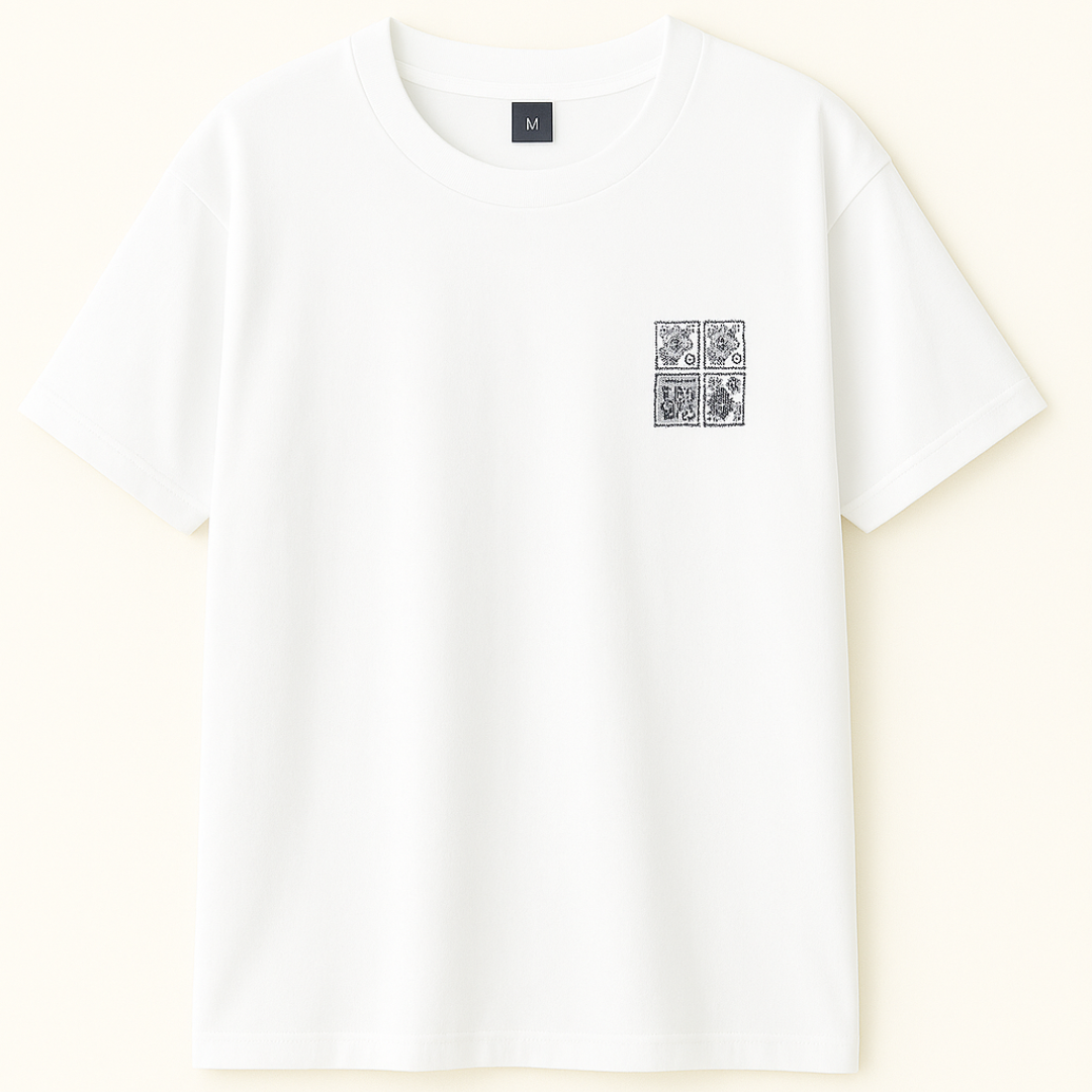 Embroidery  Drop Shoulder  T Shirt - Stamp