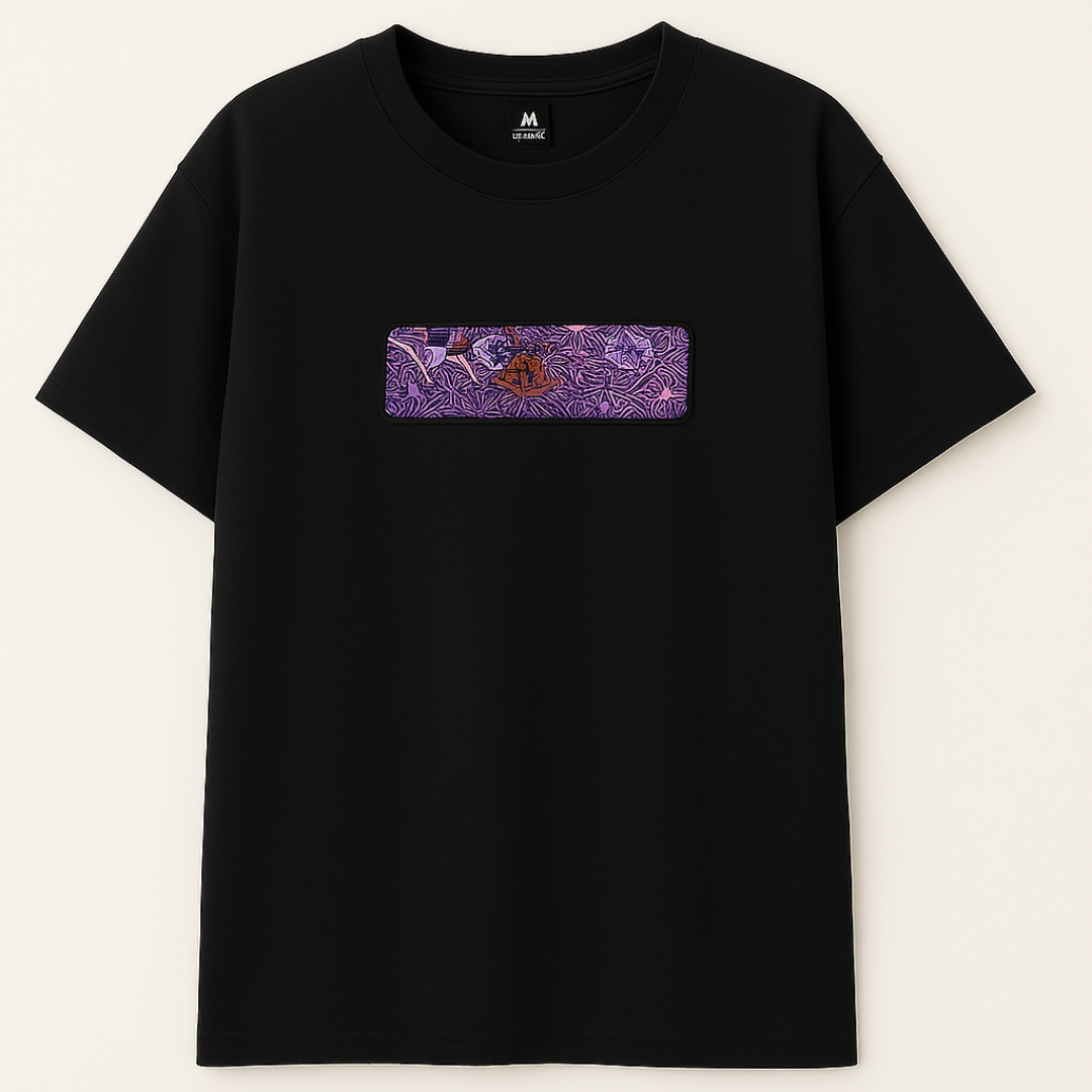 Embroidery  Drop Shoulder  T Shirt - Twilight Bloom