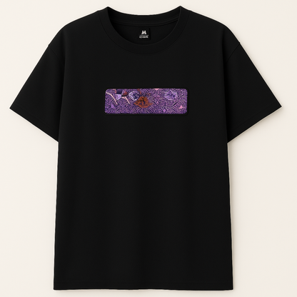 Embroidery  Drop Shoulder  T Shirt - Twilight Bloom