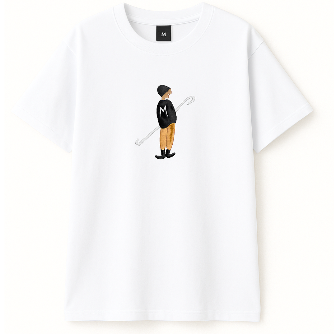Embroidery  Drop Shoulder  T Shirt - Wingman