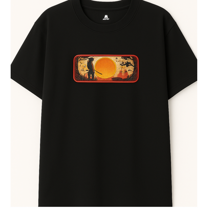 Embroidery  Drop Shoulder  T Shirt  - Silent Twilight