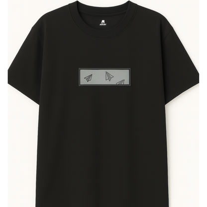 Embroidery  Drop Shoulder  T Shirt - Sky Notes