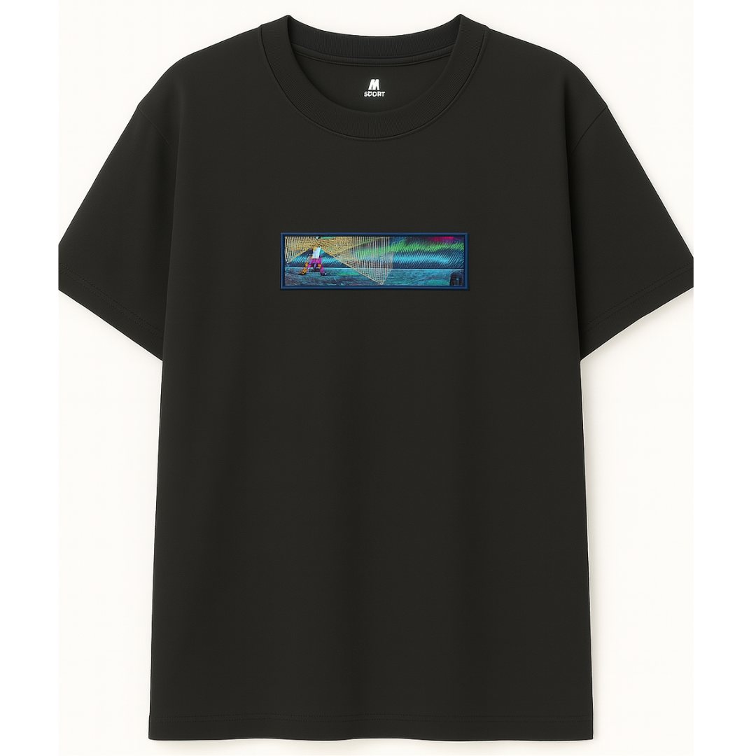 Embroidery  Drop Shoulder  T Shirt  Lighthouse Skies