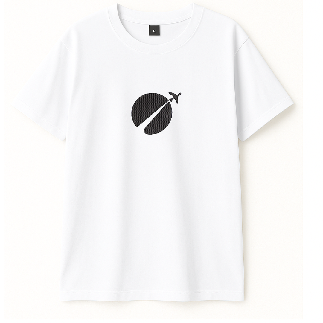 Embroidery  Drop Shoulder  T Shirt - Orbit