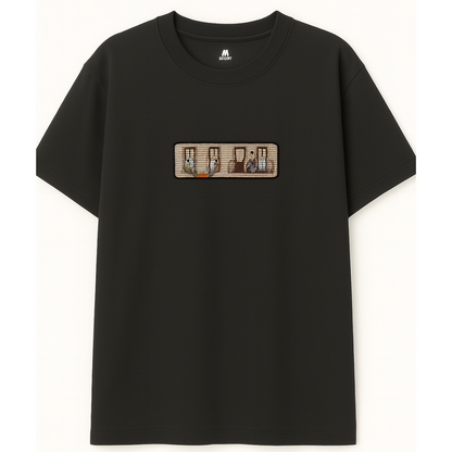 Embroidery  Drop Shoulder  T Shirt - Brick Stories