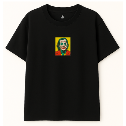 Embroidery  Drop Shoulder  T Shirt - Dark Jester