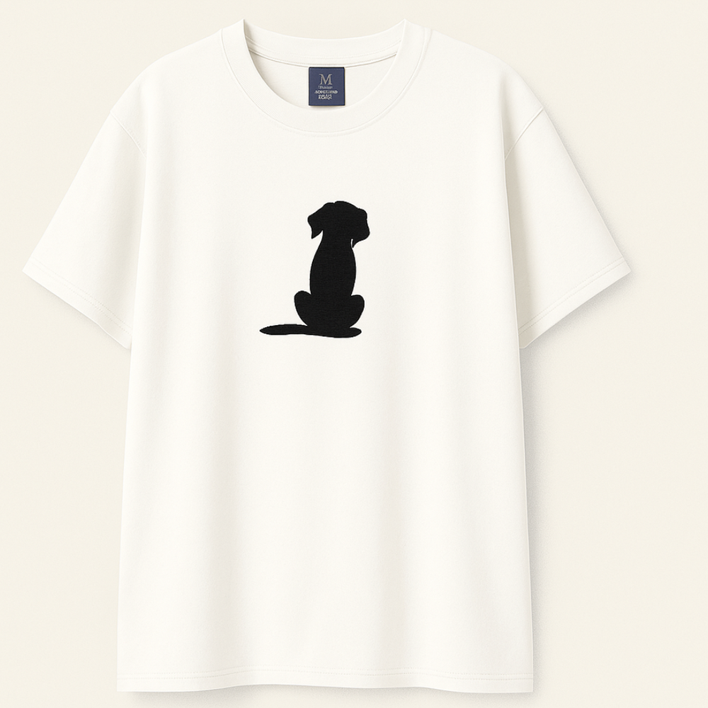 Embroidery Drop Shoulder T Shirt - Black Dog product image 1