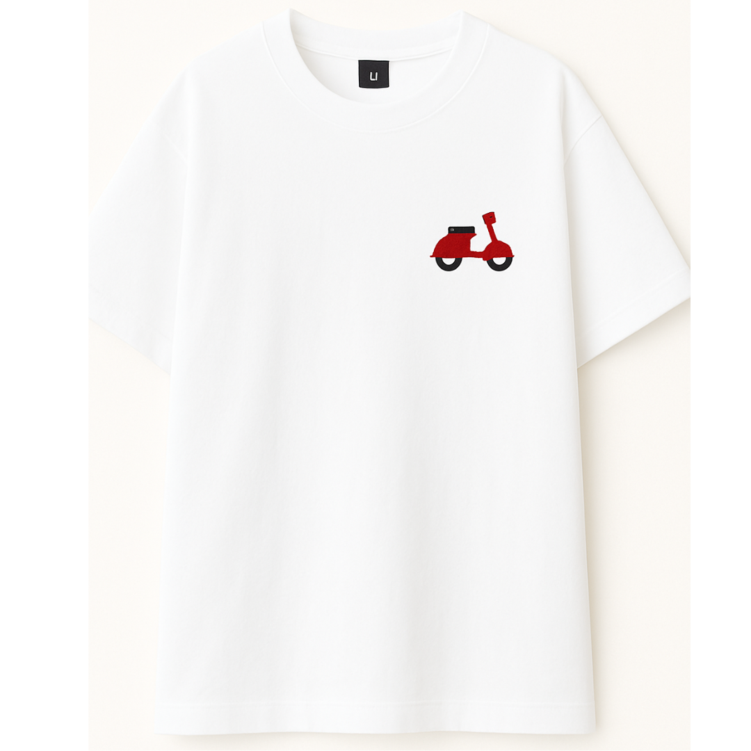 Embroidery  Drop Shoulder  T Shirt  - Retro Ride