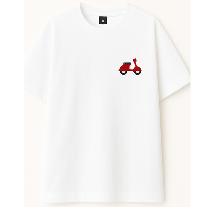 Embroidery  Drop Shoulder  T Shirt  - Retro Ride