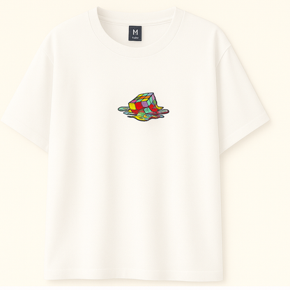Embroidery  Drop Shoulder  T Shirt - Blend