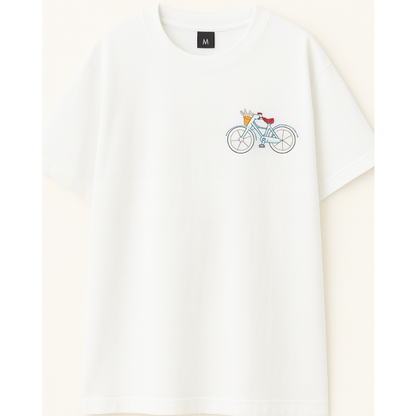 Embroidery  Drop Shoulder  T Shirt  -Bloom Ride