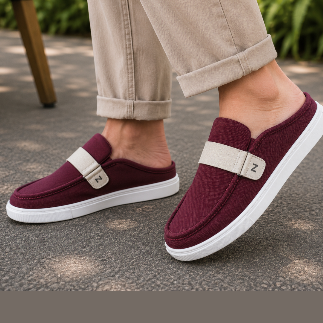 Zuqo Men's Half Shoe - Maroon Canvas