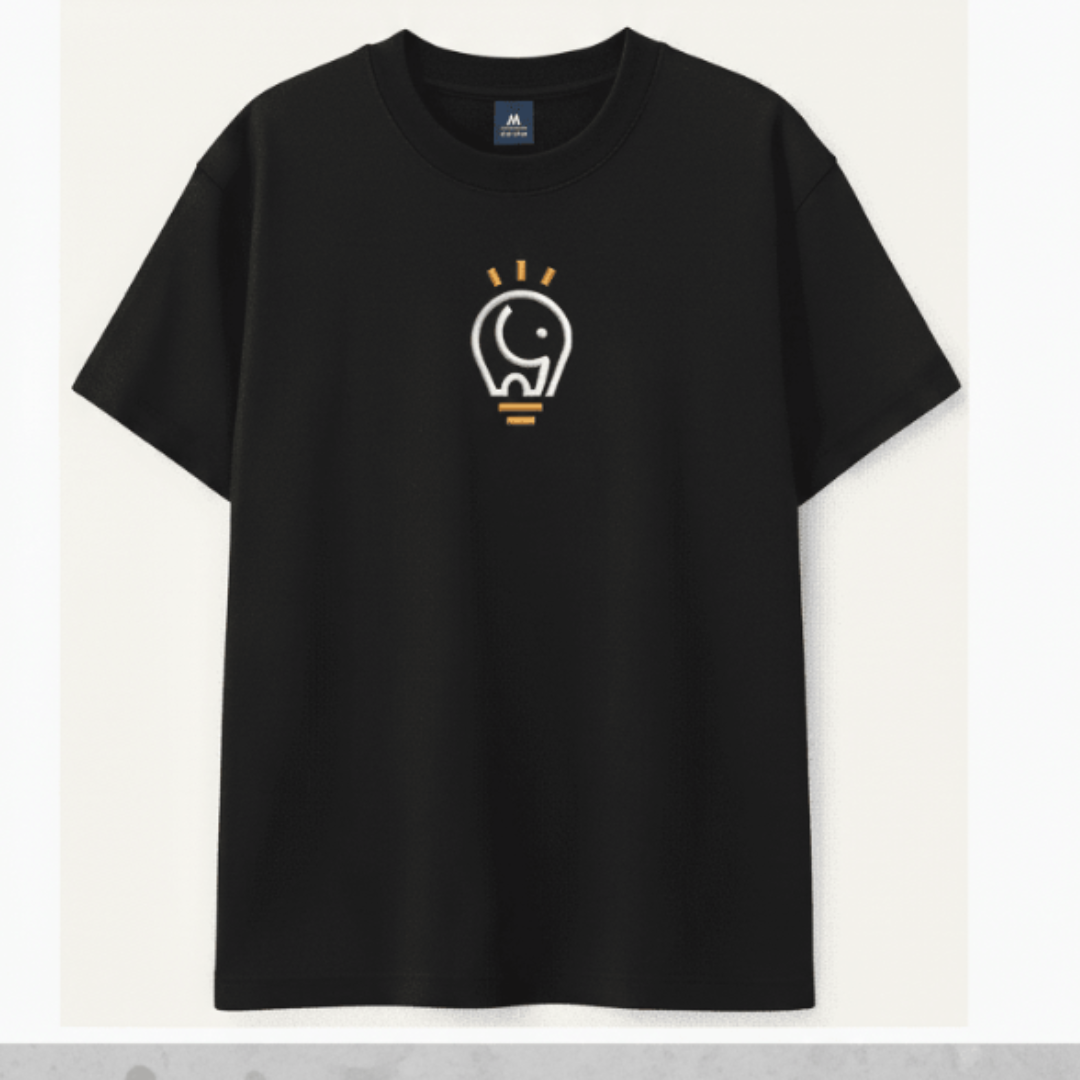 Embroidery  Drop Shoulder  T Shirt - Bright Mind