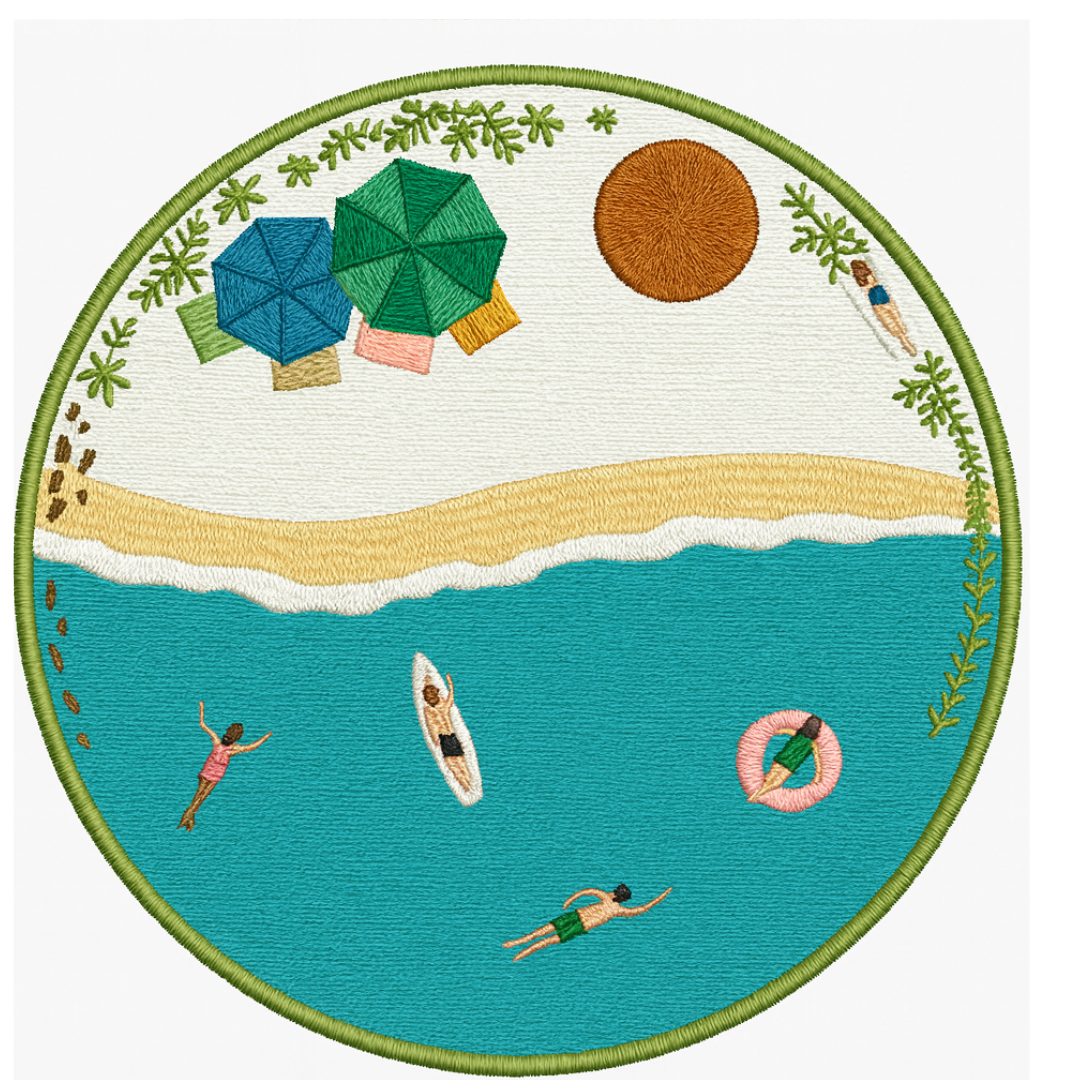 Embroidery  Drop Shoulder  T Shirt - Shore