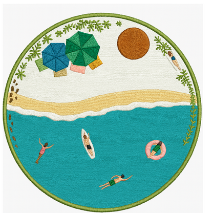 Embroidery  Drop Shoulder  T Shirt - Shore