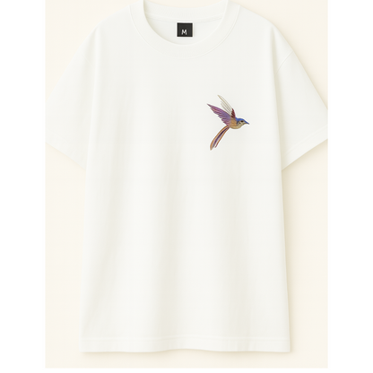 Embroidery  Drop Shoulder  T Shirt :   Free Flight