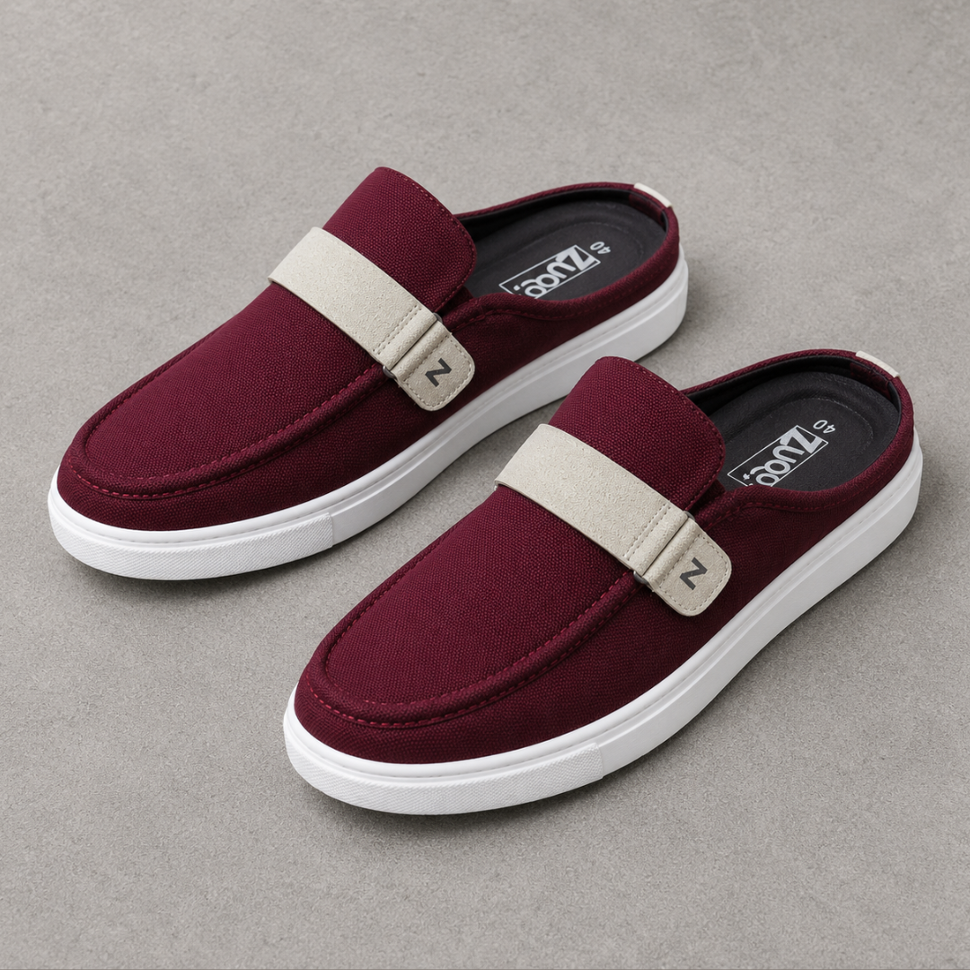 Zuqo Men's Half Shoe - Maroon Canvas