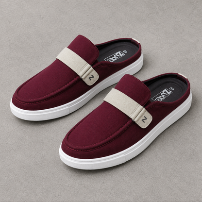 Zuqo Men's Half Shoe - Maroon Canvas