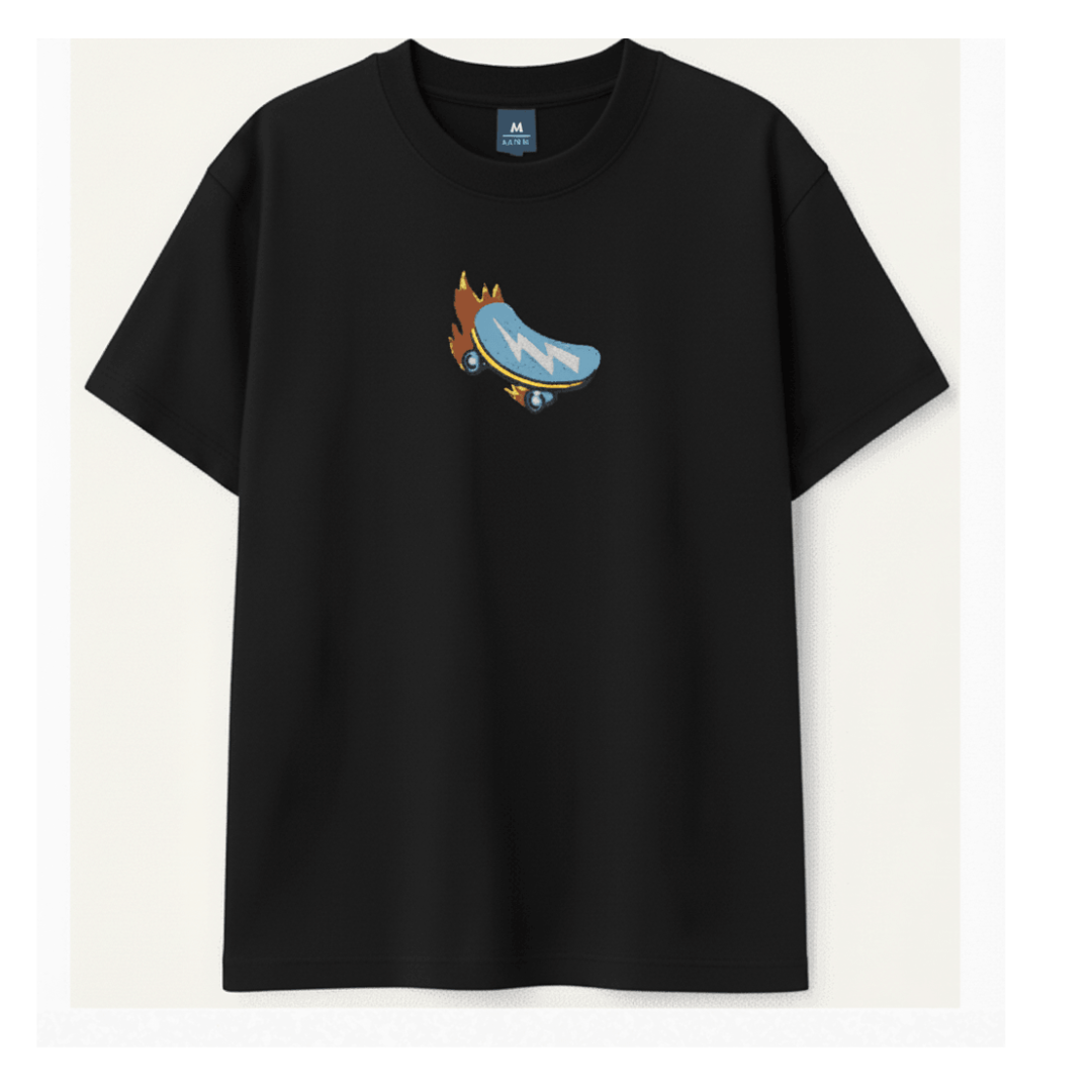 Embroidery  Drop Shoulder  T Shirt - Spin