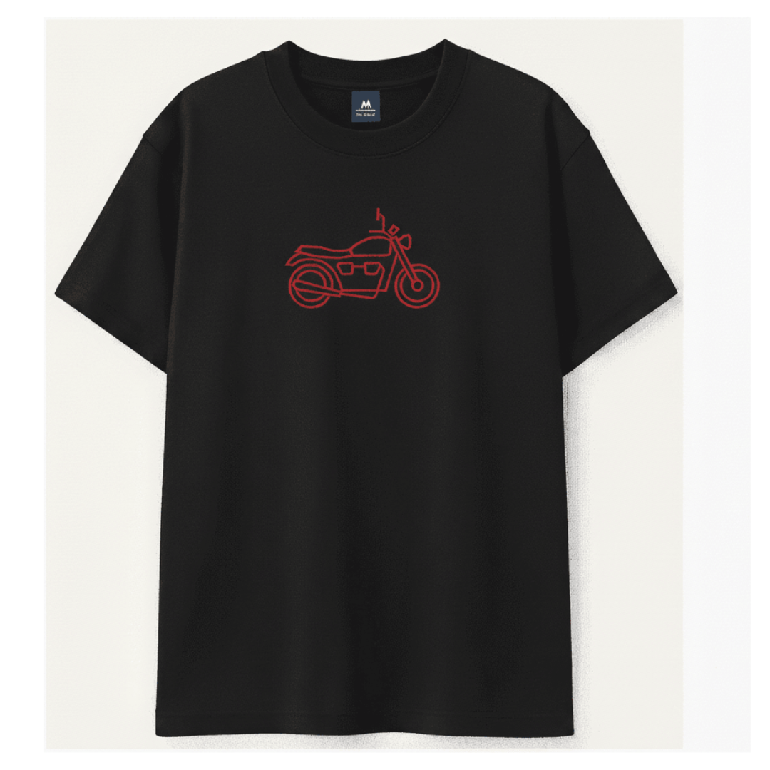 Embroidery  Drop Shoulder  T Shirt - Rider Dream