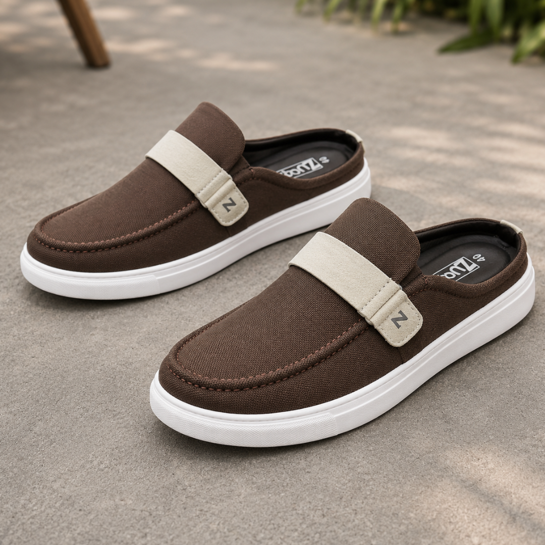 Zuqo Men's Half Shoe - Coffee Canvas