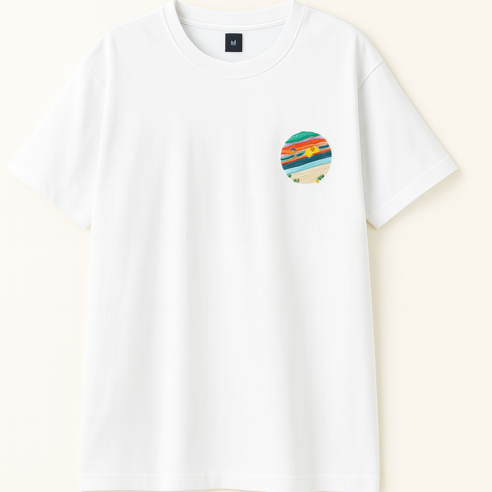 Embroidery Drop Shoulder T Shirt - Sunset product image 1
