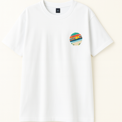 Embroidery  Drop Shoulder  T Shirt - Sunset