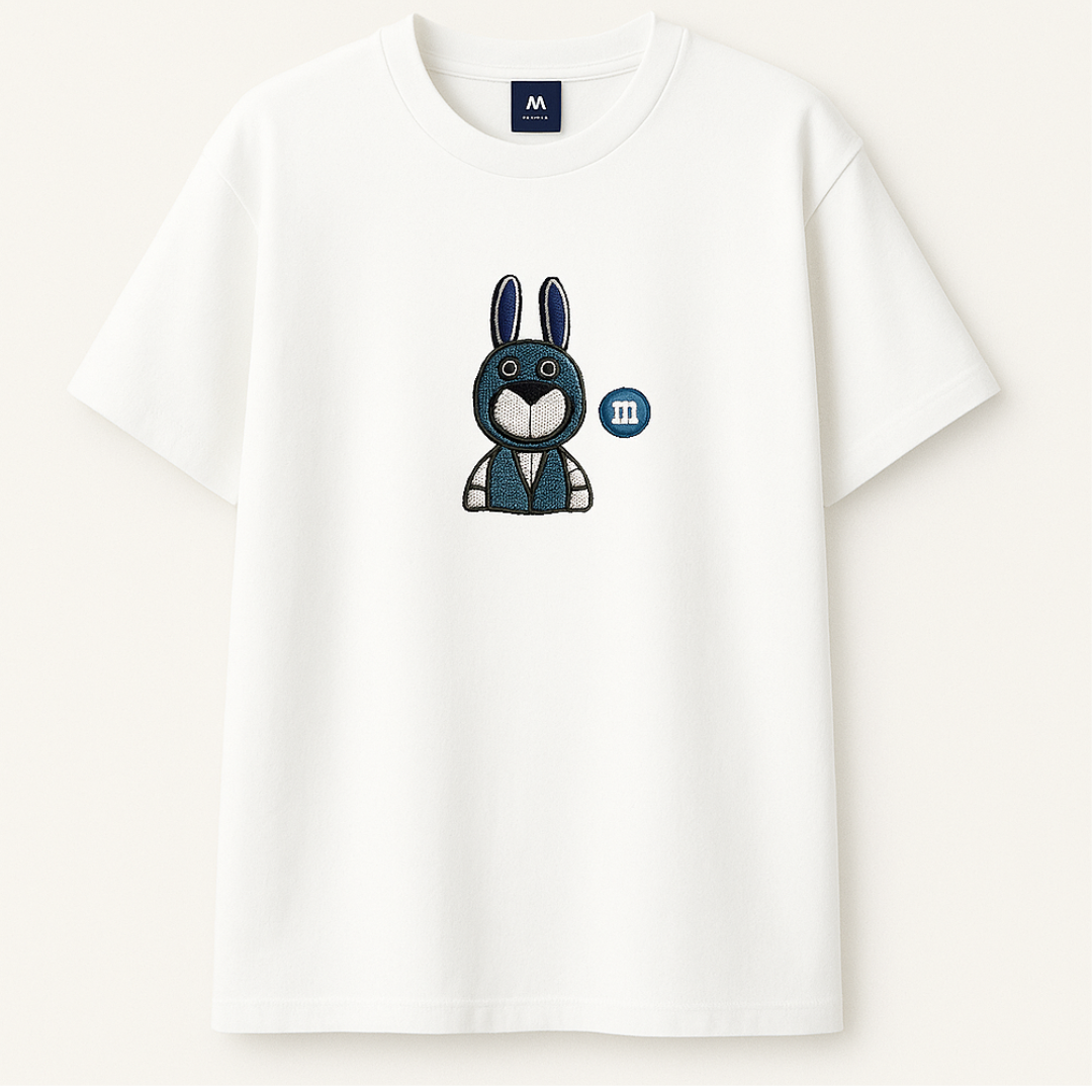 Embroidery  Drop Shoulder  T Shirt - M-Bunny