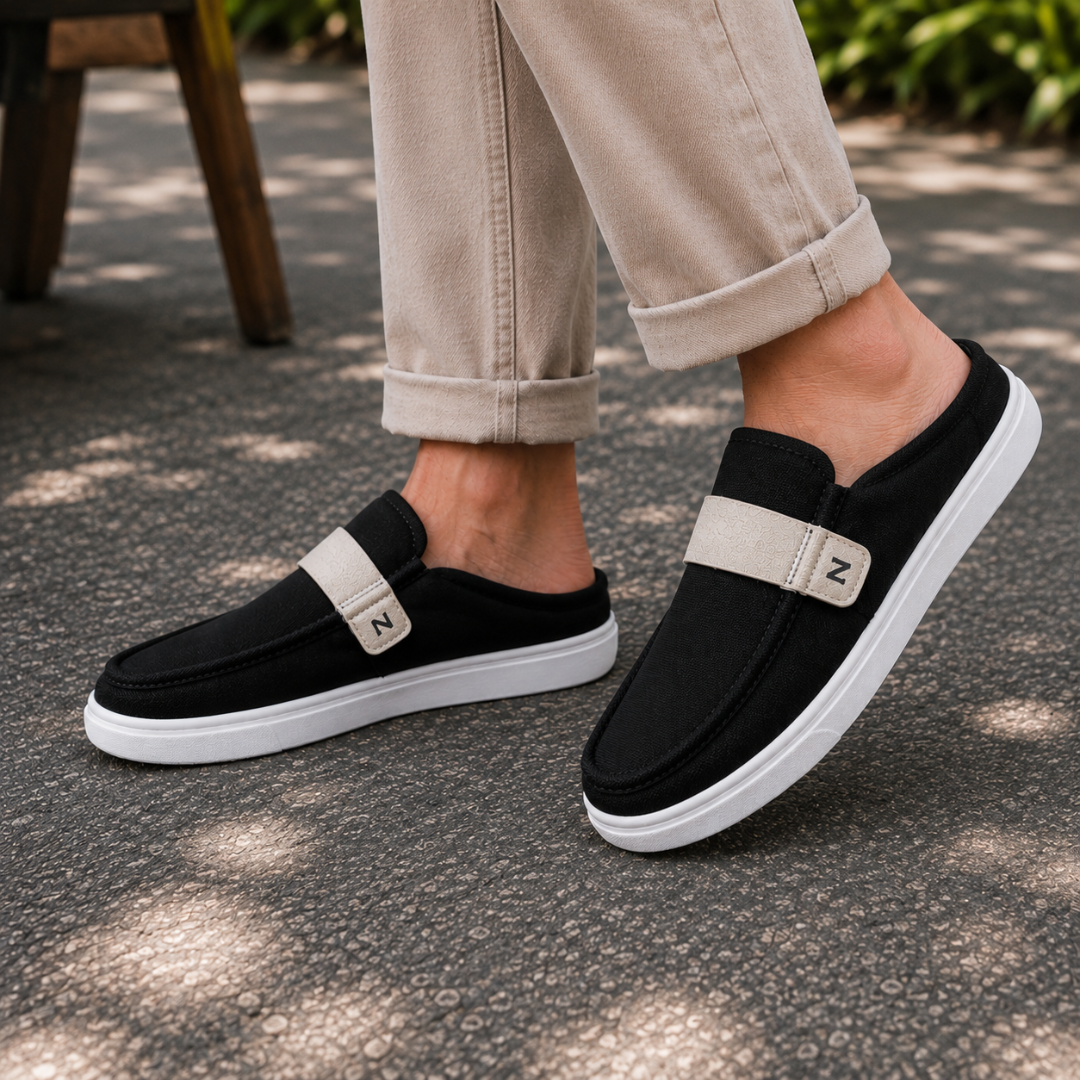 Zuqo Men's Half Shoe - Black Canvas
