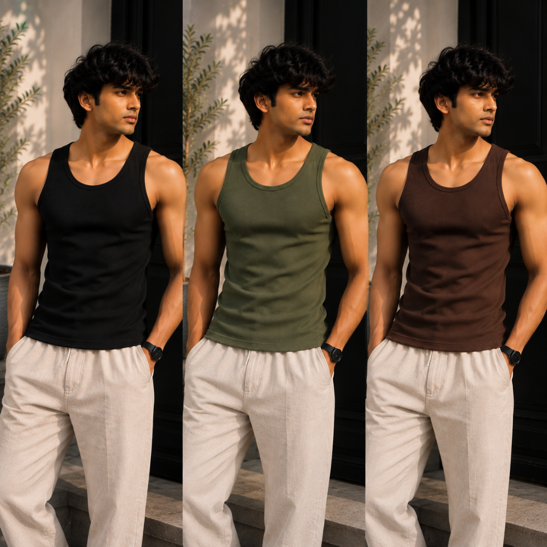 Tank Top 3-Pack | Earth (Black + Olive + Coffee)